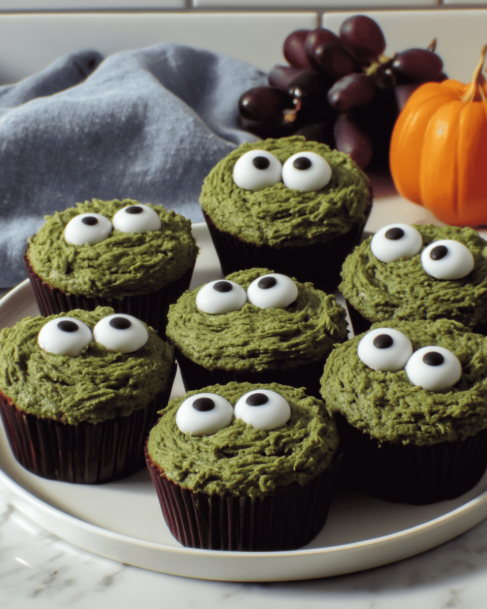 Monster Muffins served on a plate with a glass of milk.