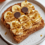 Mummy Toast 7 Close-up of two slices of Mummy Toast on a plate.