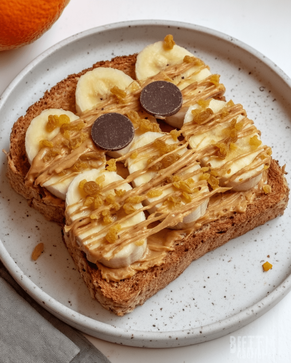 Close-up of two slices of Mummy Toast on a plate.