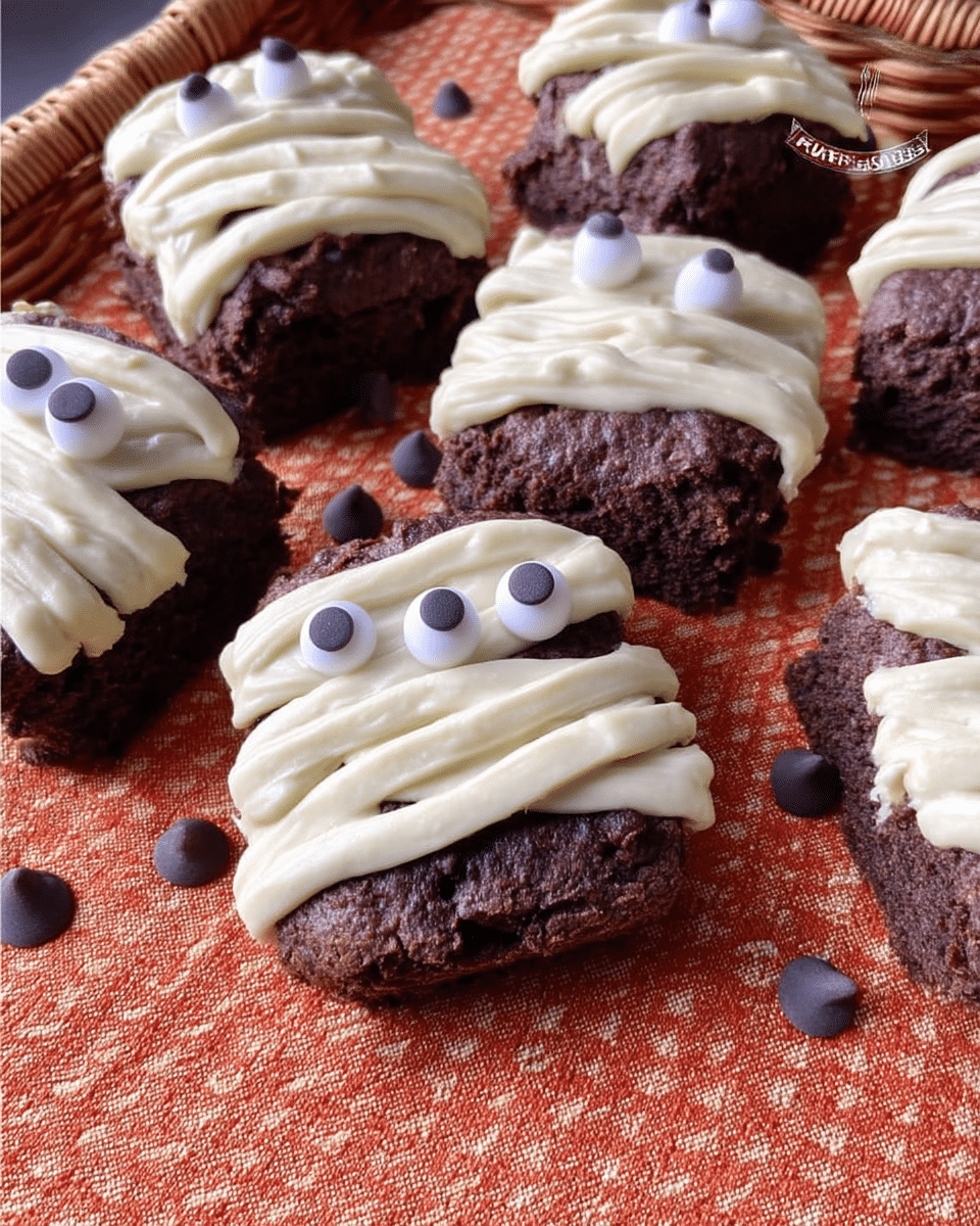 Mummy Brownies 9 Piping frosting onto brownies