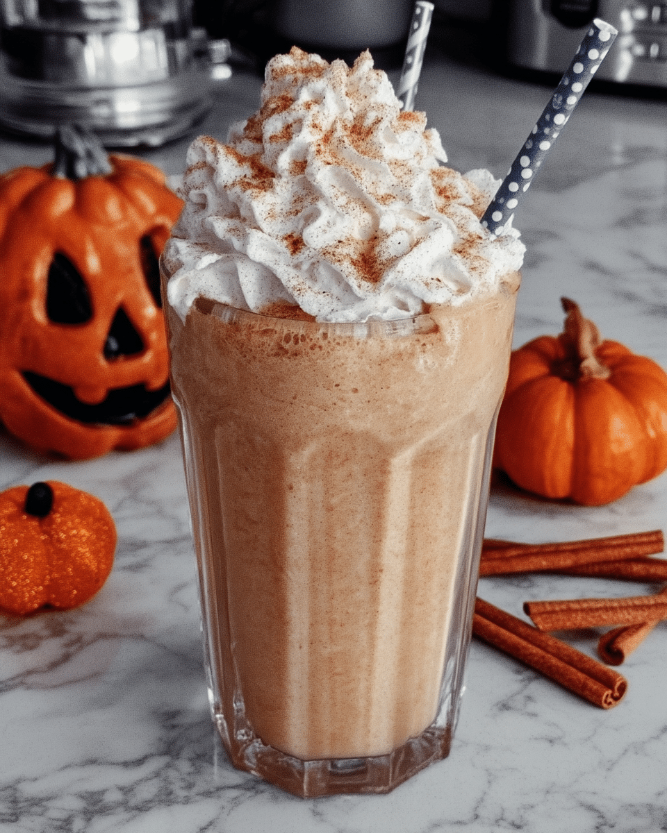 Spiked Pumpkin Pie Milkshake 8 Ingredients for Spiked Pumpkin Pie Milkshake arranged on a table: vanilla ice cream, milk, pumpkin puree, pumpkin spice, and spiced rum.