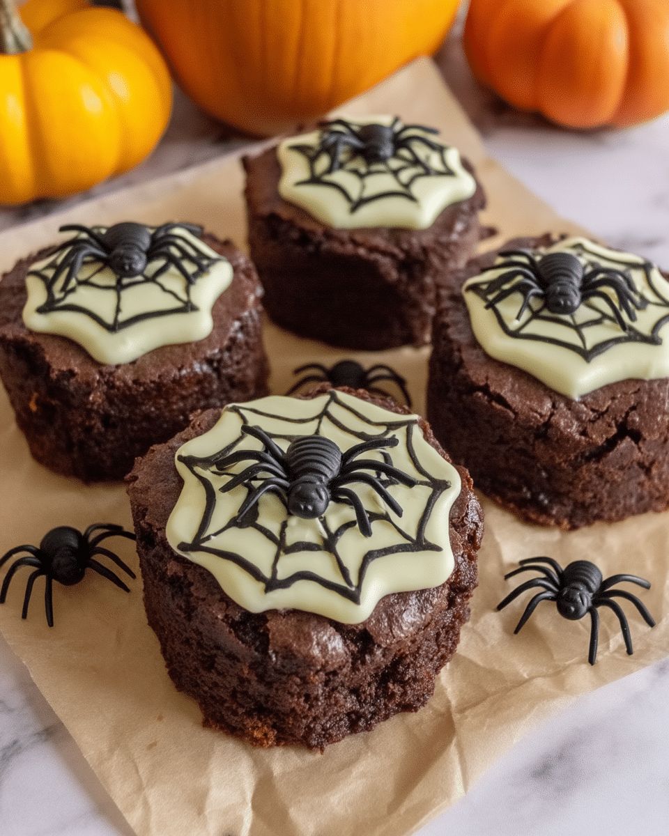Ingredients for Spooky Spiderweb Brownies laid out on a table.
