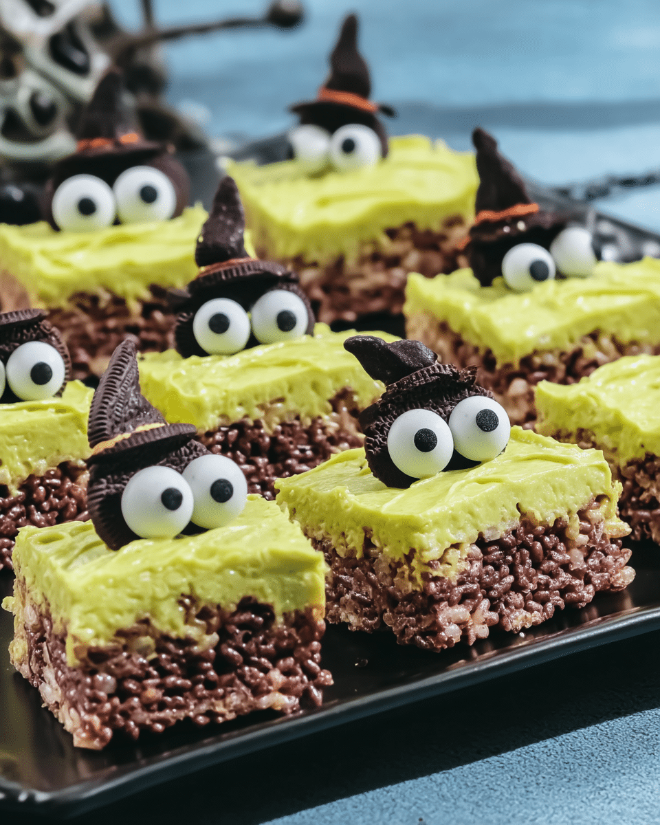 Witch Halloween Rice Krispie Treats 8 Ingredients for making witch Halloween rice krispie treats.