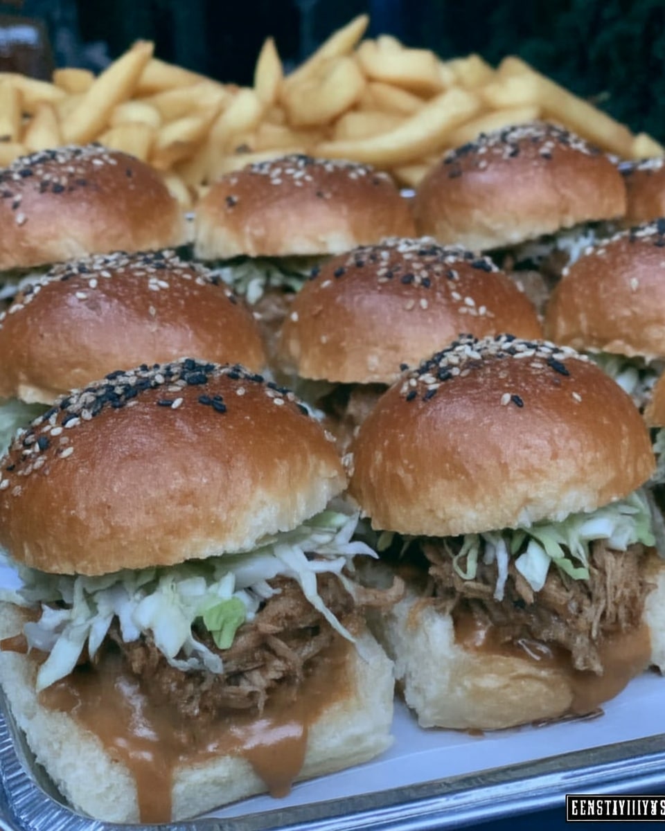 Big Mac Sliders 9 Big Mac sliders with fries and dipping sauces on football-themed table