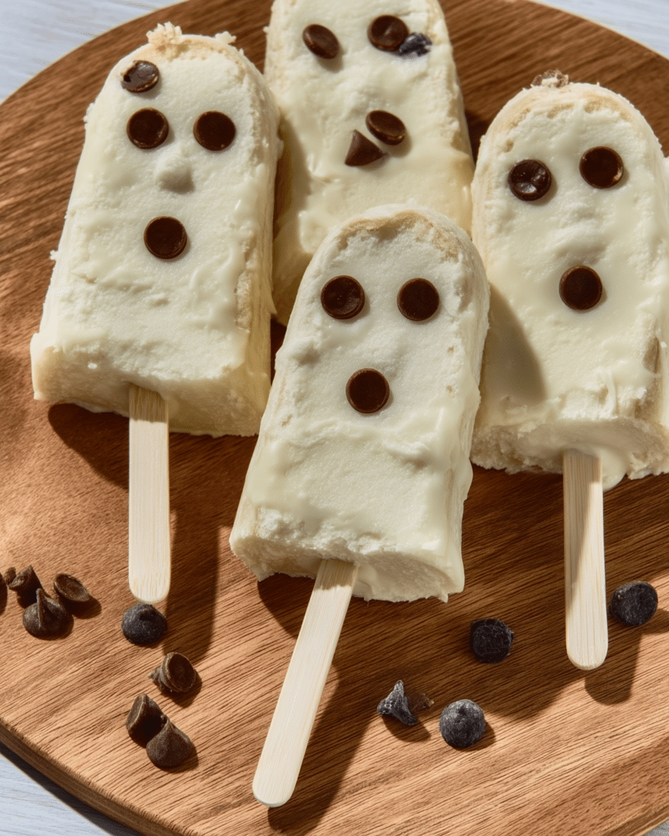 Frozen Banana Ghosts on a stick