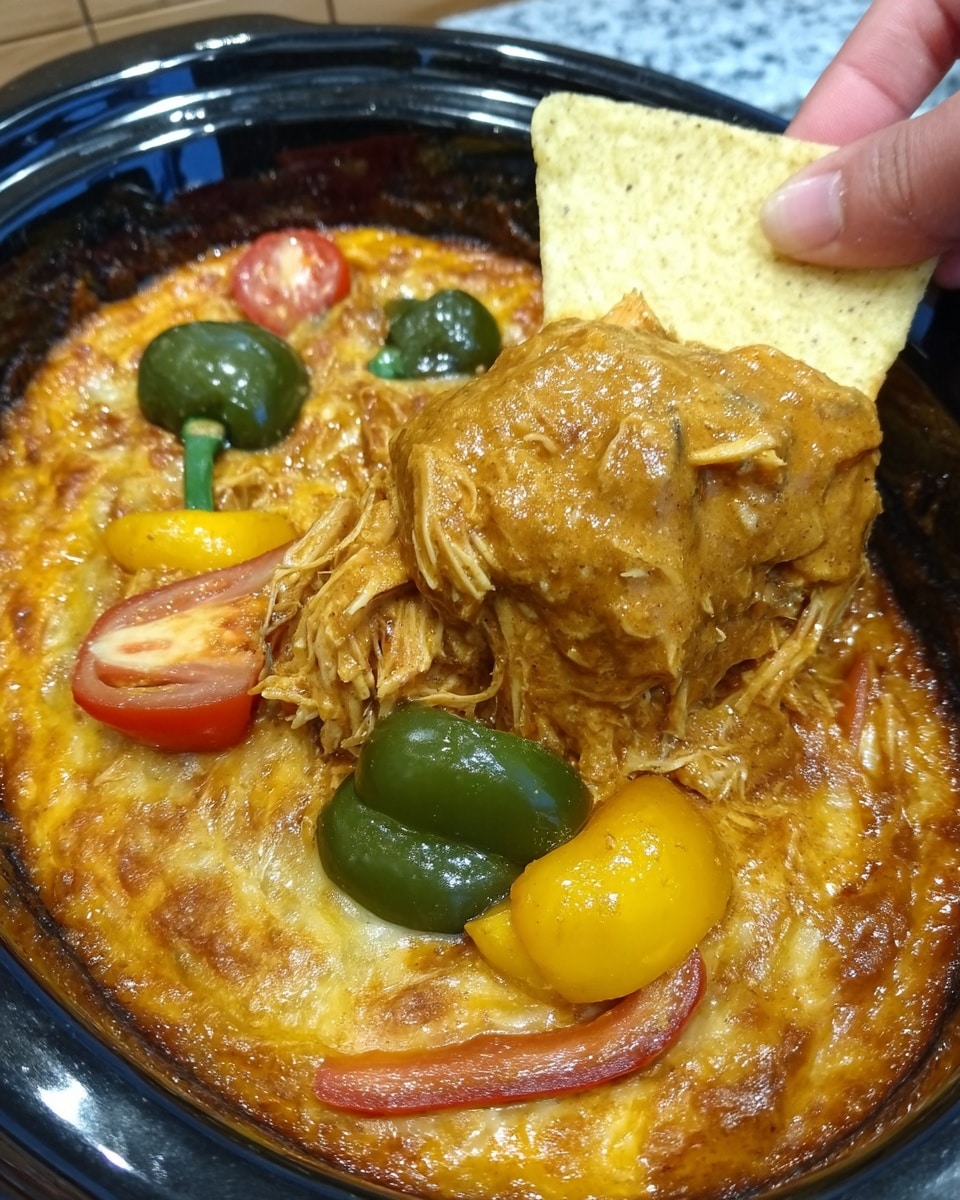 Crockpot Buffalo Chicken Football Dip 8 Scoop of football dip with melted cheddar and buffalo sauce
