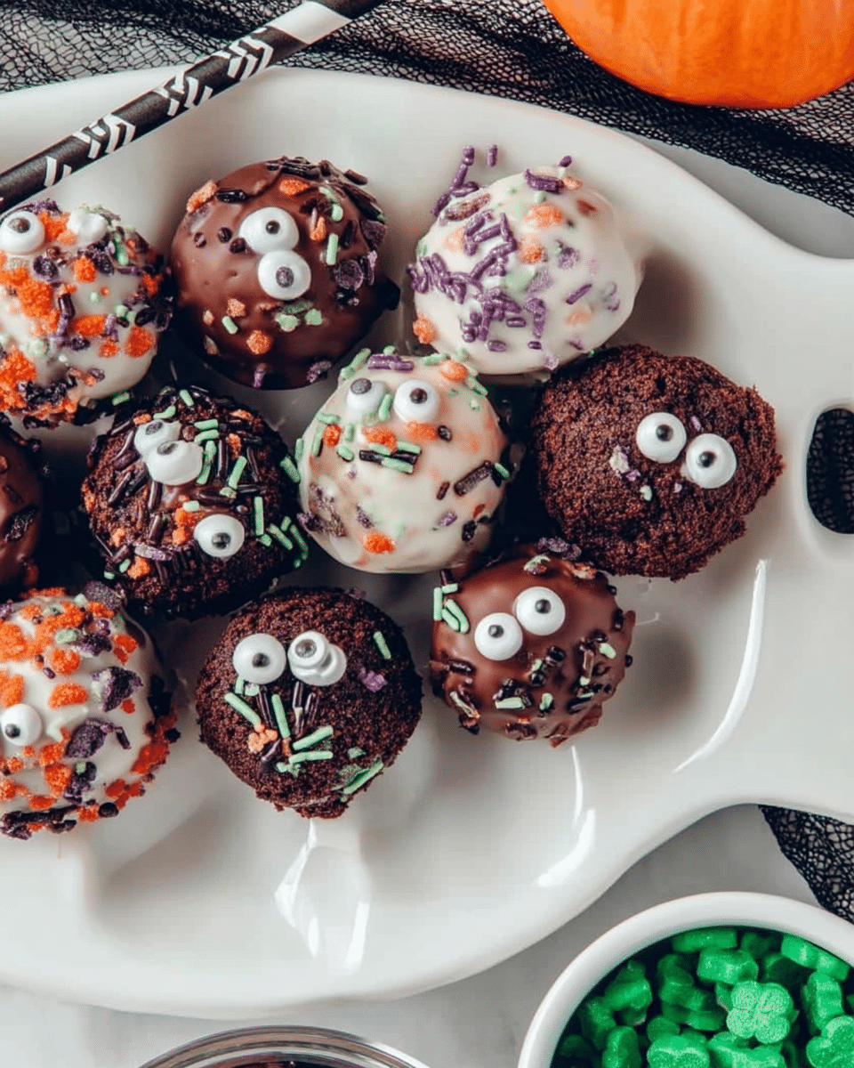 Dipping Oreo balls in melted chocolate