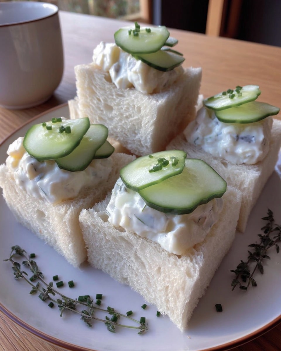 Finger Sandwiches Party 8 Sliced finger sandwiches with cucumber stacked on tray