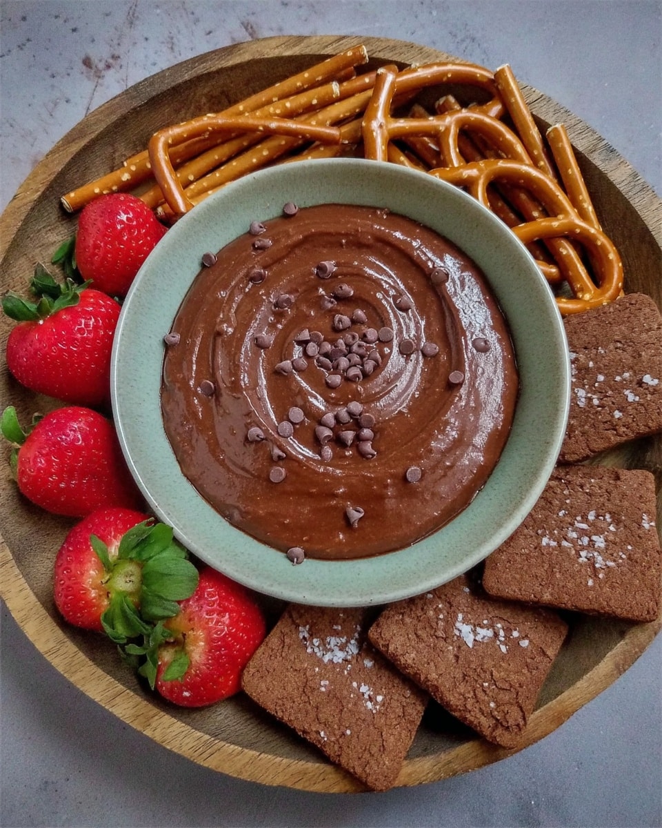 Chocolate dip with pretzels and graham crackers for dipping