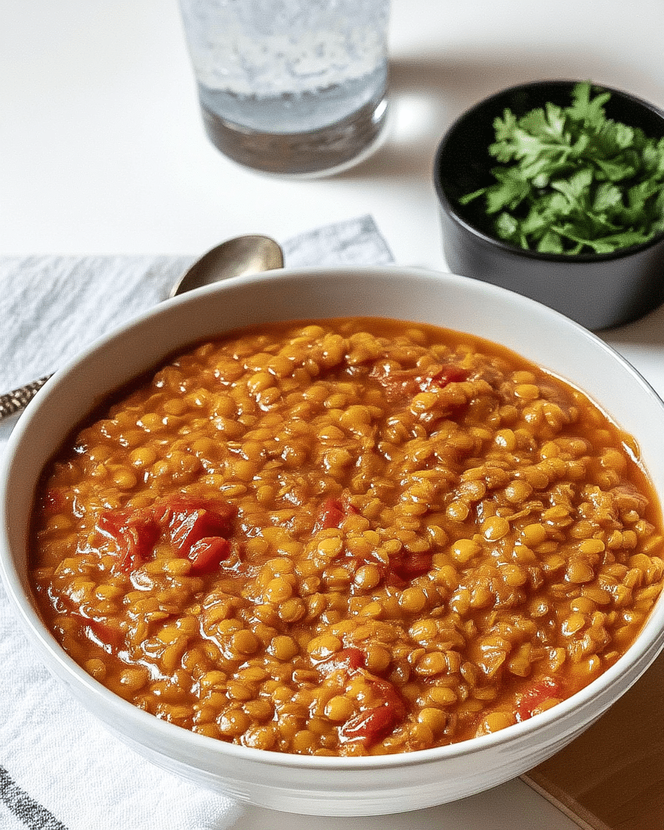 Instant Pot Lentil Chili 8 An array of fresh ingredients for Instant Pot Lentil Chili, including onions, bell peppers, garlic, lentils, and spices.