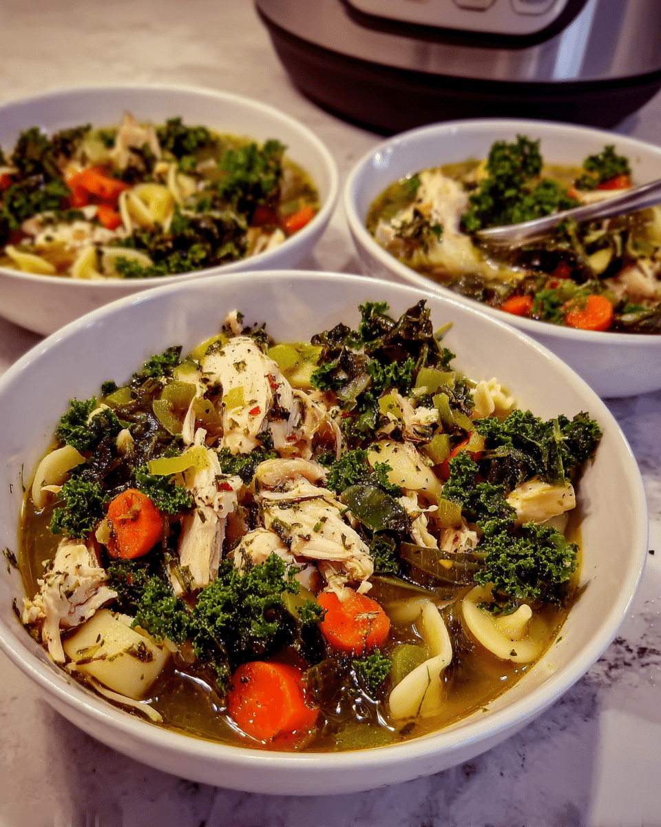 Low Carb Chicken Soup 9 A hand holding a ladle full of Low Carb Chicken Soup over a pot.
