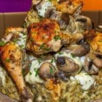 Marsala Chicken Orzo 7 Skillet of creamy Marsala Chicken Orzo with herbs