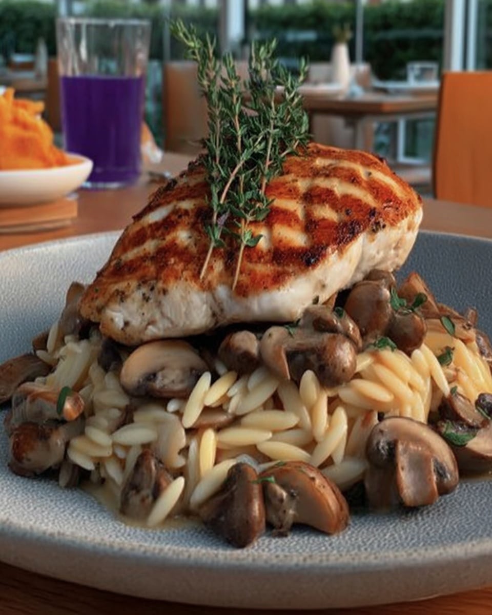 Marsala Chicken Orzo 9 Marsala Chicken Orzo plated for a family dinner