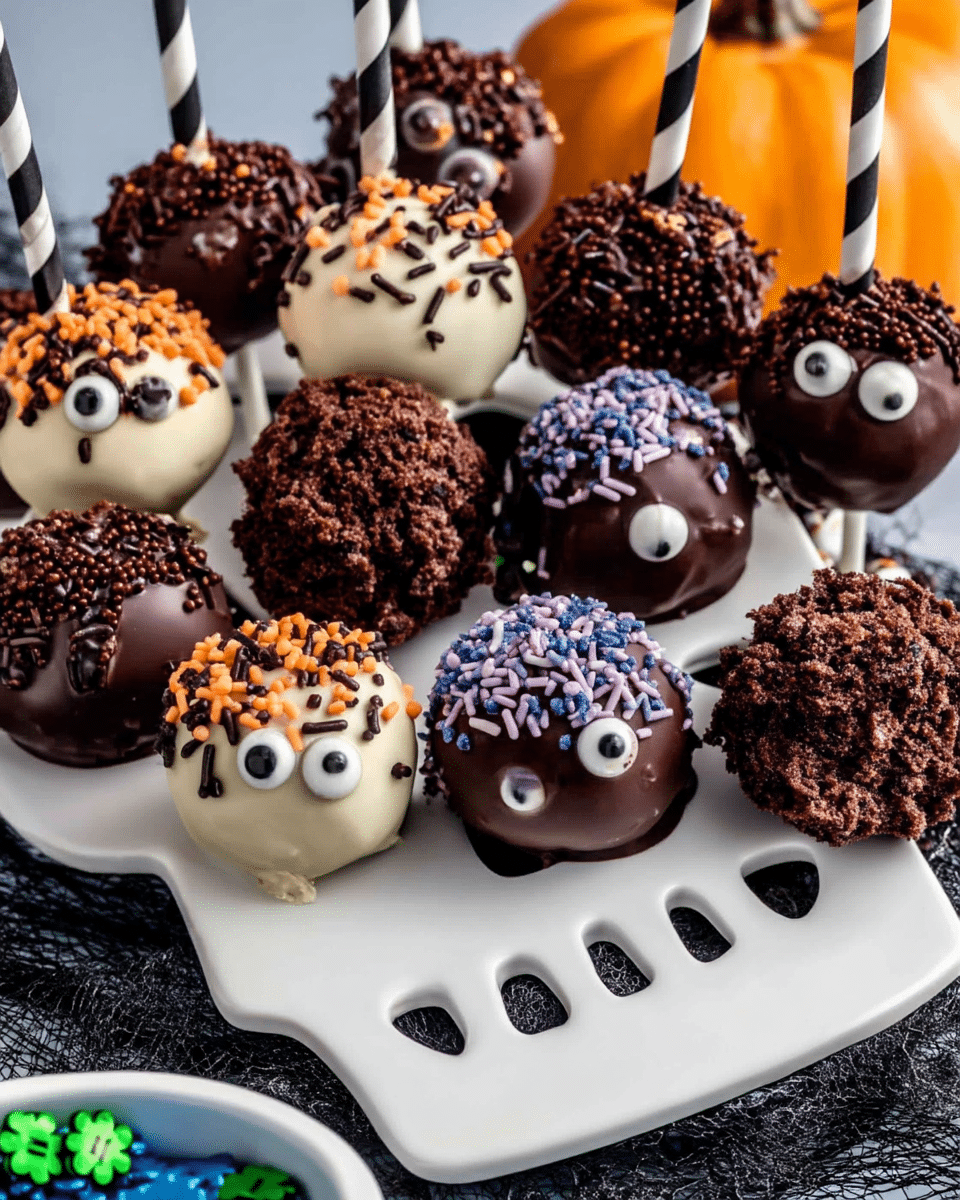 Halloween Oreo Balls served on a plate