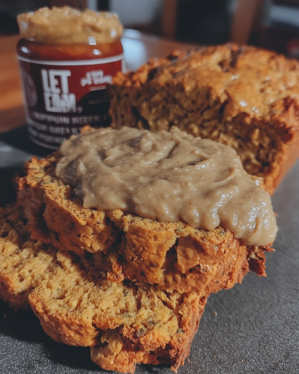 Sliced pumpkin bread on rustic wooden board