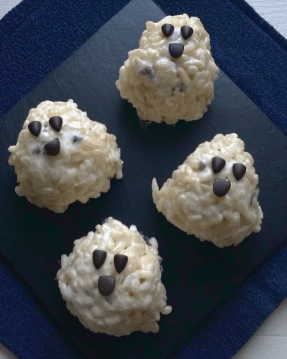 Ingredients for Rice Krispie Treat Ghosts arranged on a table.