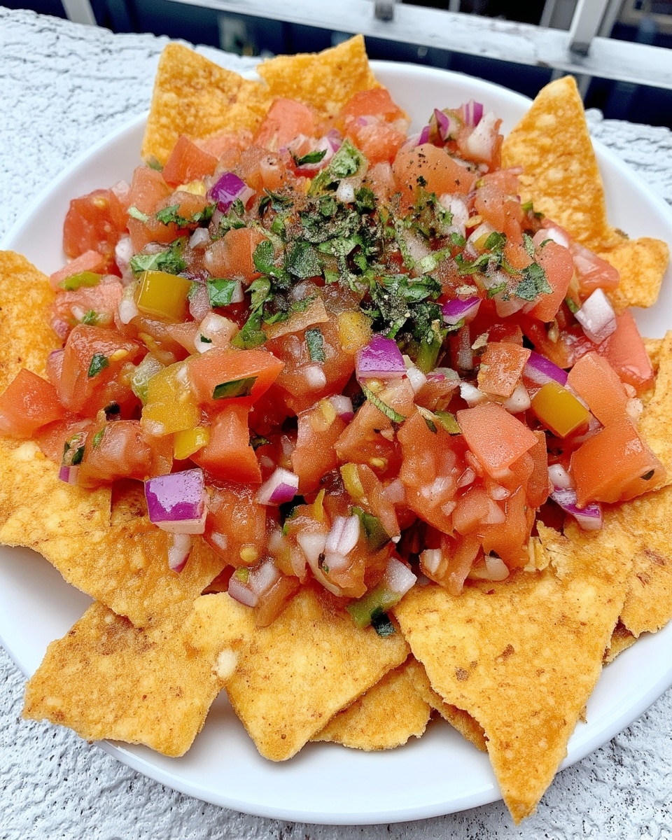 Bowl of fresh tomato salsa with cilantro and chips