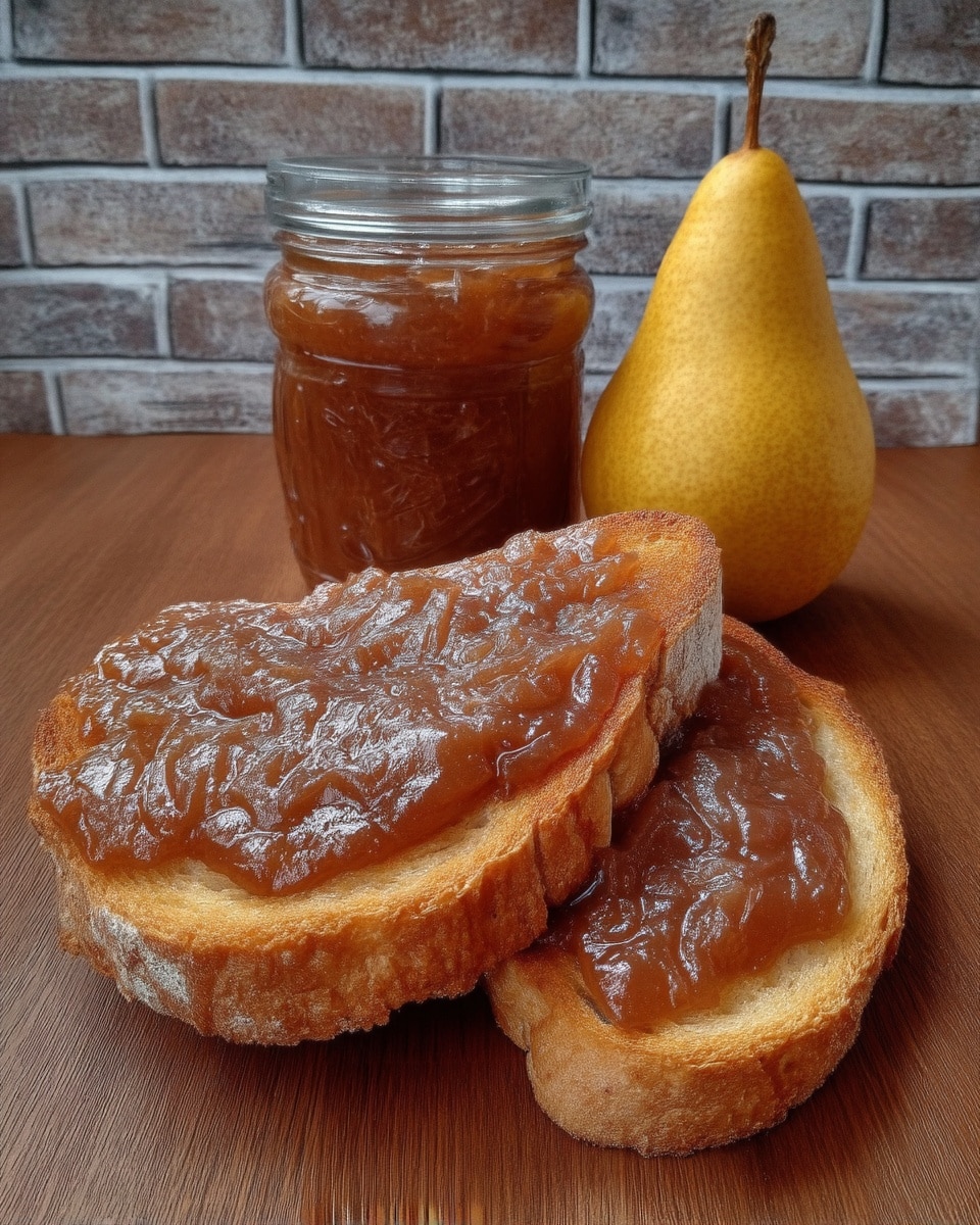 Boiling water bath with jars of pear butter inside