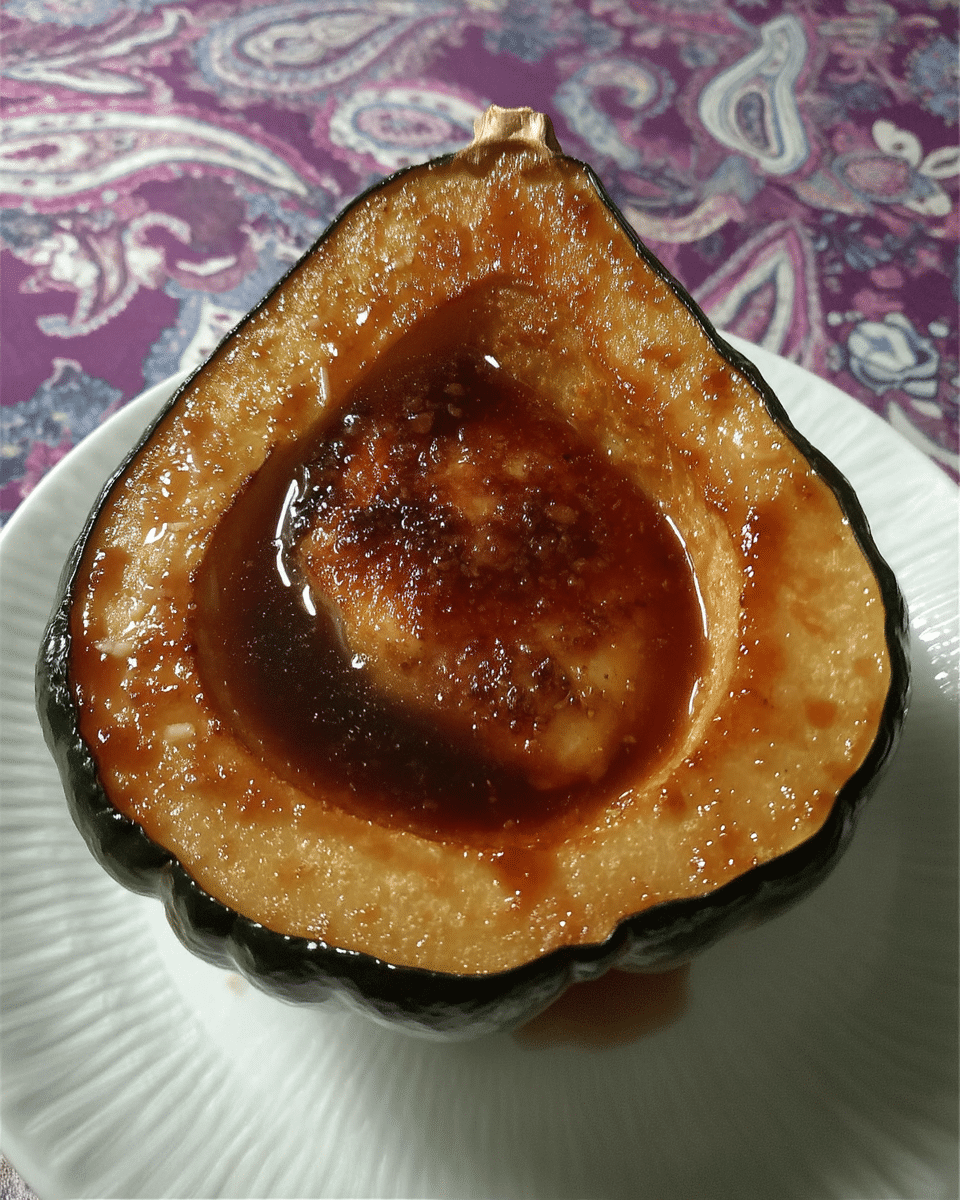 Roasted Acorn Squash 9 Basting the acorn squash halves with a butter, brown sugar, and cinnamon mixture.