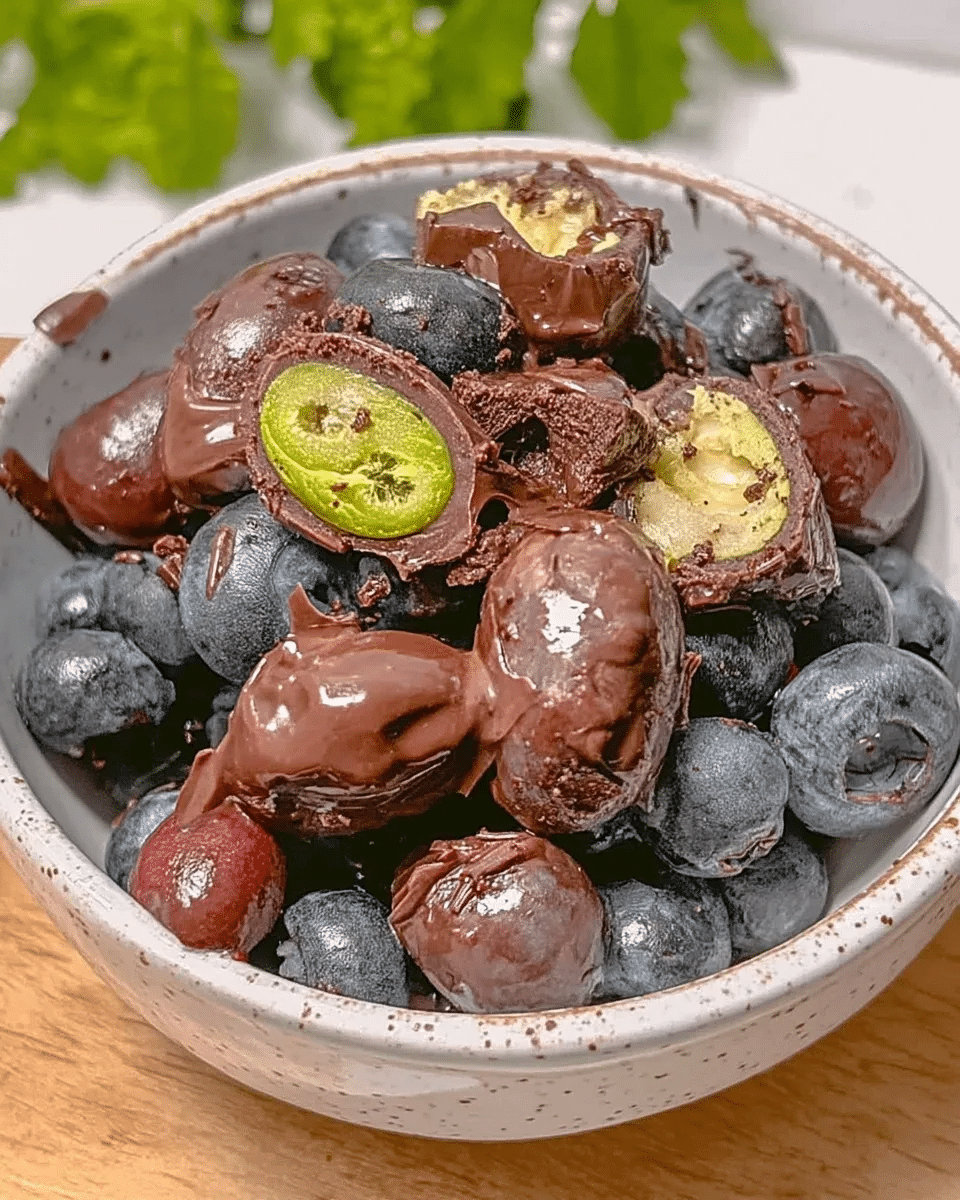 Dark Chocolate Covered Blueberries 8 Ingredients for dark chocolate covered blueberries: fresh blueberries, dark chocolate chips, and coconut oil.