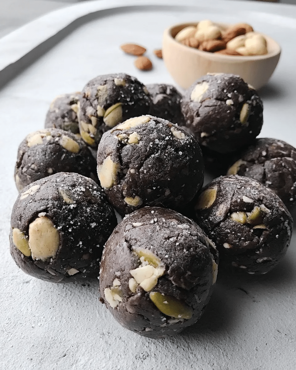 7 Ingredient Brownie Bliss Balls 8 A flat lay of the ingredients needed for the brownie bliss balls recipe.