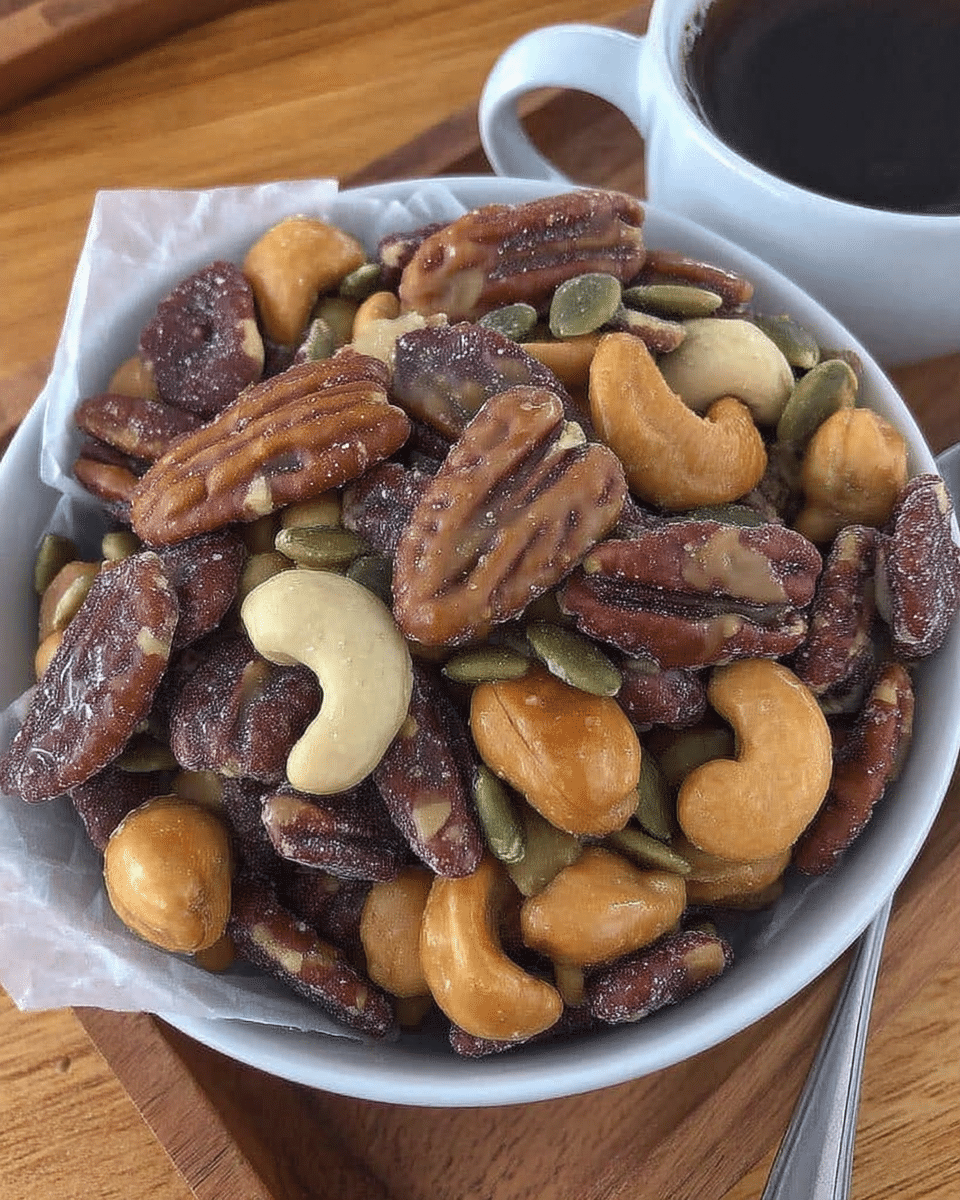 Spiced Nuts 8 The ingredients needed for the spiced nuts recipe, arranged on a table.