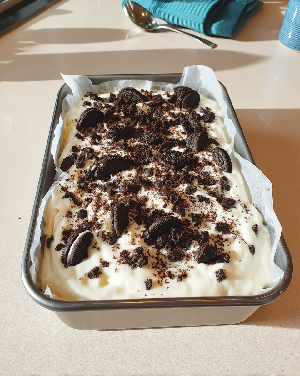 White Chocolate Halloween Oreo Bark 8 Ingredients for White Chocolate Halloween Oreo Bark arranged on a table.