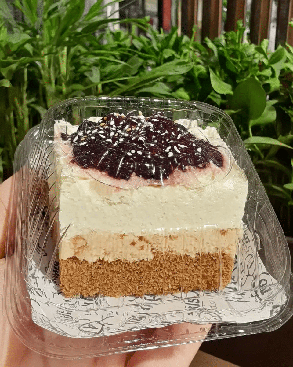 No Bake Blueberry Cheesecake 10 A slice of vegan no-bake blueberry cheesecake served with whipped coconut cream and fresh berries.