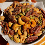 A bowl of spiced nuts, ready to be enjoyed.