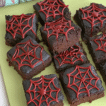 Spiderweb Brownies with marshmallow topping